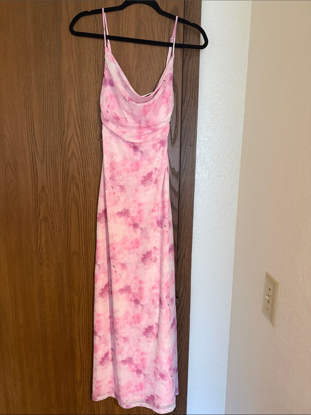 Hello Molly Pink Tie-Dye Cowl Slip Maxi Dress